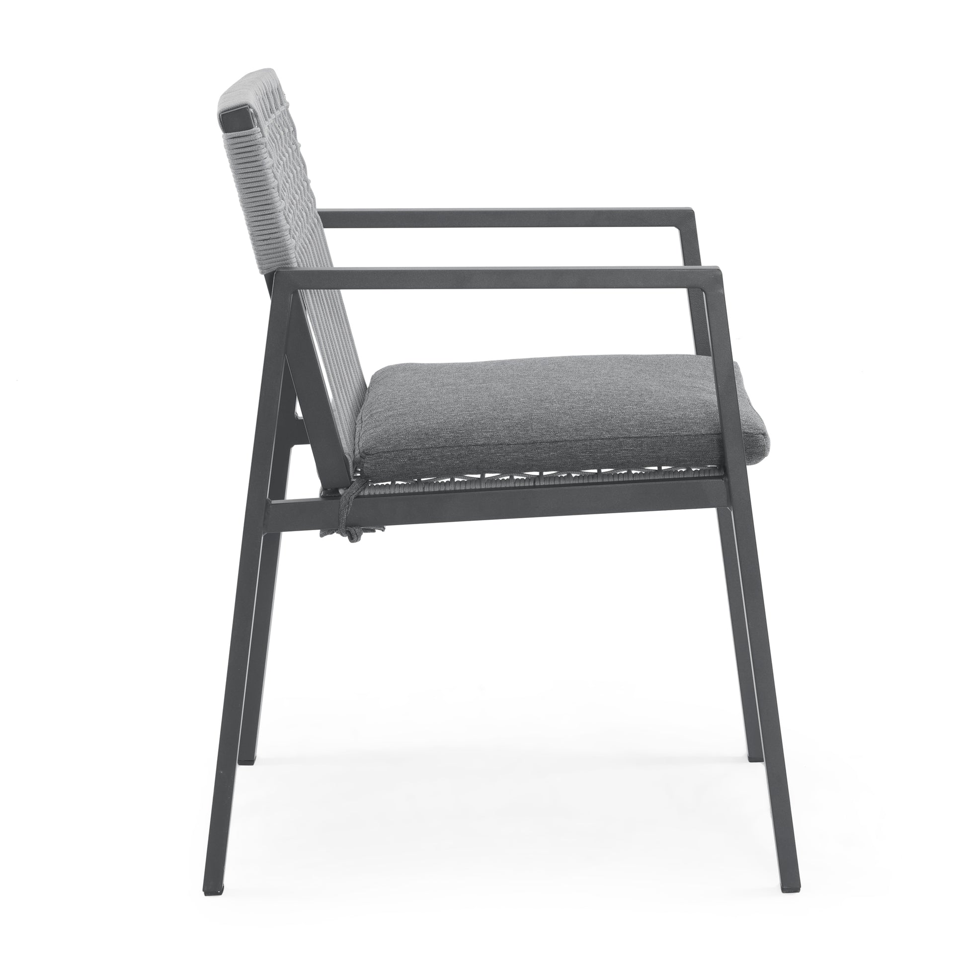 Outdoor Dining Set, Dining Chair Set Of 6 Aluminum Dining Table, Gray Black Black Grey Aluminum