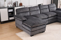 U Shaped Profile Sofa, Including Two Single Seats And Two Chaise, Modular Sofa, Corduroy Sofa Grey Foam Corduroy 4 Seat