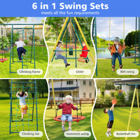 Indoor Outdoor Metal Swing Set With Safety Belt For Backyard Multicolor Steel