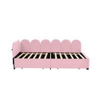 Twin Size Upholstered Daybed With 2 Drawers, Velvet Sofabed With Soft Fabric Headboard, No Box Spring Needed, Pink Twin Pink Wood Fabric