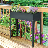 Outsunny Metal Raised Garden Bed, Elevated Planter Box With Legs And Drain Holes, Dark Gray Gray Steel