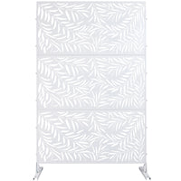 Outdoor & Indoor Privacy Screen Metal Privacy Screen 76" H 48" W, Freestanding Decorative Privacy Screen For Deck Balcony Patio, Privacy Fence Panels For Outside Lawn Garden Ps119 White White Steel