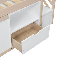 Solid Wood Twin Size Low Loft Bed With Stair, Drawer, And Shelf For Cream White Color Twin Box Spring Not Required Cream,White Wood Bedroom Kids Particle Board,Pine,Plywood