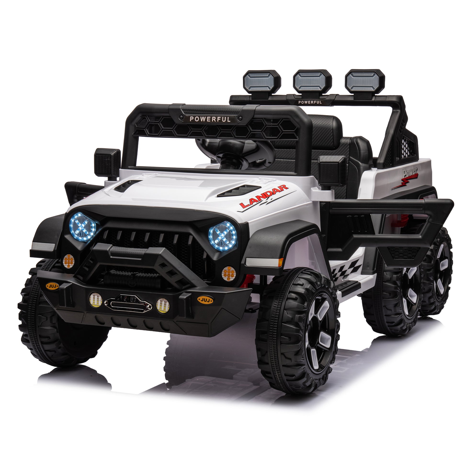 24V Ride On Large Pickup Truck Car For Kids,Ride On 4Wd Toys With Remote Control,Parents Can Assist In Driving,Bluetooth Music Version,Pickup Truck Design With Spacious Storage In The Rear. White Polypropylene