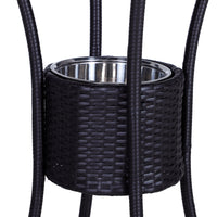 Outsunny Rattan Wicker Bar Set For 3 Pcs With Ice Buckets, Patio Furniture With 1 Bar Table And 2 Bar Stools For Poolside, Backyard, Porches Dark Brown Steel