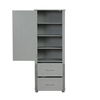 Tall Bathroom Storage Cabinet, Freestanding Storage Cabinet With Two Drawers And Adjustable Shelf, Mdf Board With Painted Finish, Grey Grey Mdf