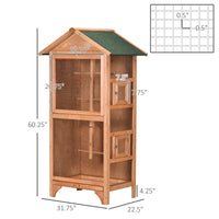 Pawhut 60" Wooden Outdoor Bird Cage For Finches, Parakeet, Large Bird Cage With Removable Bottom Tray 4 Perch, Orange Orange Wood