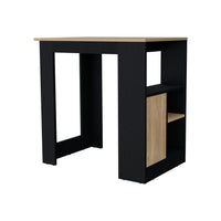 Black And Natural Oak 1 Door Kitchen Island With Open Storage Oak Particle Board Melamine