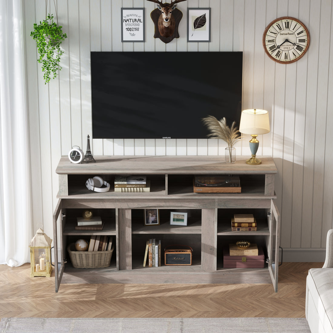 58 Inch Tv Stand With Storage Cabinet And