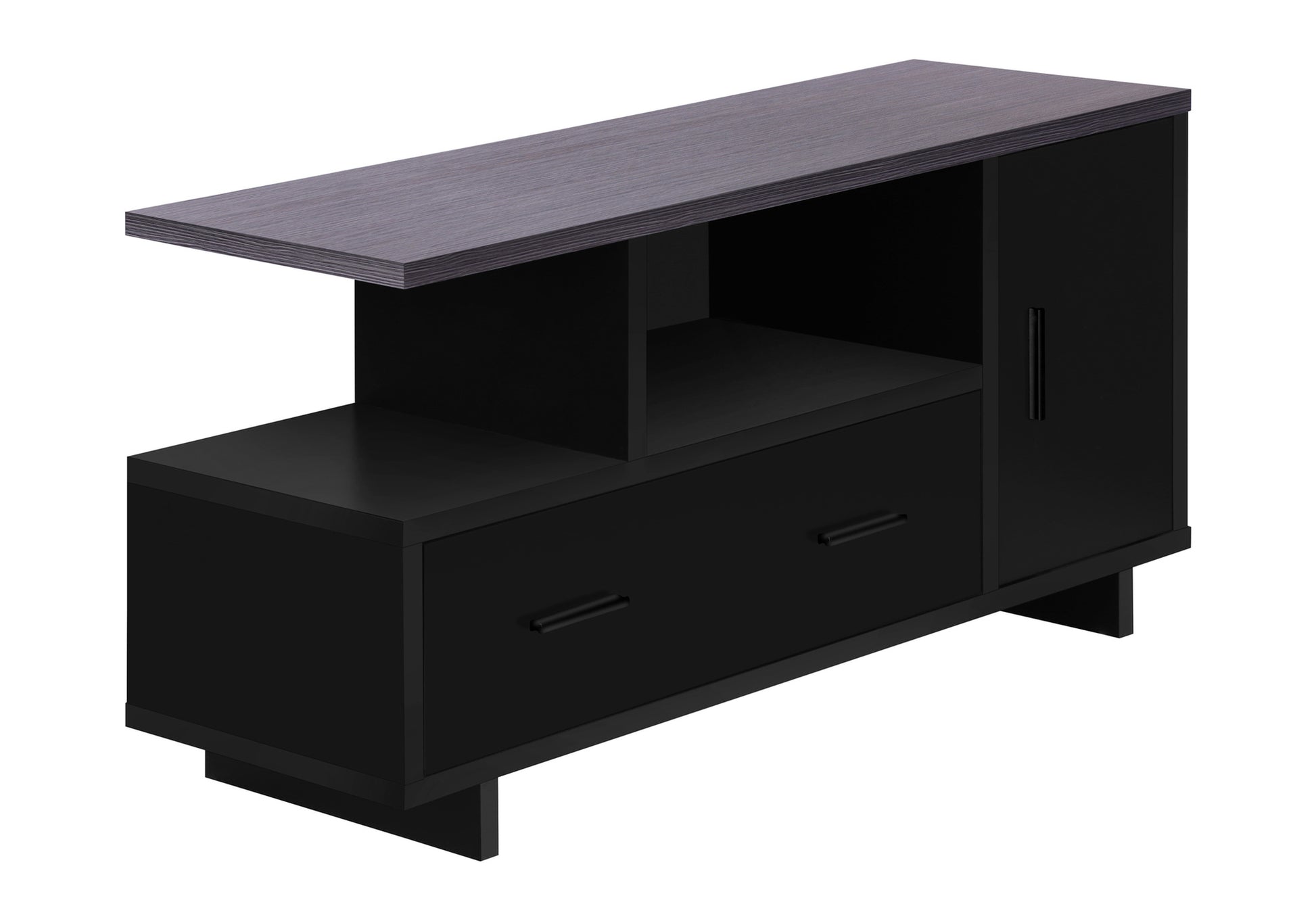 Tv Stand, 48 Inch, Console, Media Entertainment Center, Storage Cabinet, Drawers, Living Room, Bedroom, Black And Grey Laminate, Contemporary, Modern Black 80 89 Inches Particle Board