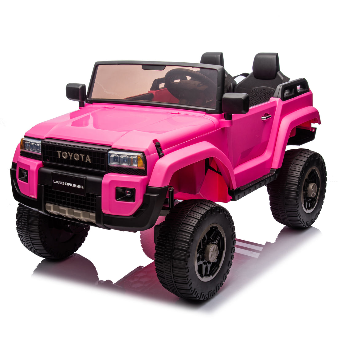 24V Two Seater Kids Ride On Car W Parents Remote Control, Licensed Toyota Lc250,220W Motors,With Shovel,Three Point Seat Belt,Slow Start,Speed Adjustment,Bluetooth,Music For Kids Aged 3 . Pink Polypropylene