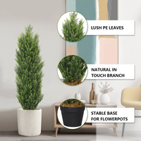 Artificiales For Decor Christmas Like Artificial Cedar Cypress Plants Faux Boxwood Pine Greenery Trees Plantas 2Pcs Set Green Plastic