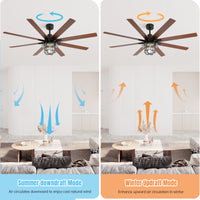 Modern 66 Inch Ceiling Fan With 6 Speed Wind 8 Blades Remote Control Reversible Dc Motor With Light Black Plywood