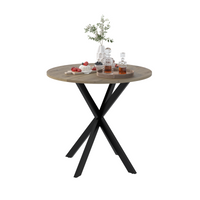 31.5 Inch Round Dining Table, Small Circle Kitchen Table With Metal Black Legs For 2 4 People,Modern Dining Room Table, Brown Only Table Rustic Brown Seats 4 Freestanding Round Mdf