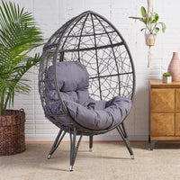 Gianni Teardrop Chair Gray Pe Rattan Iron Waterproof Fabric