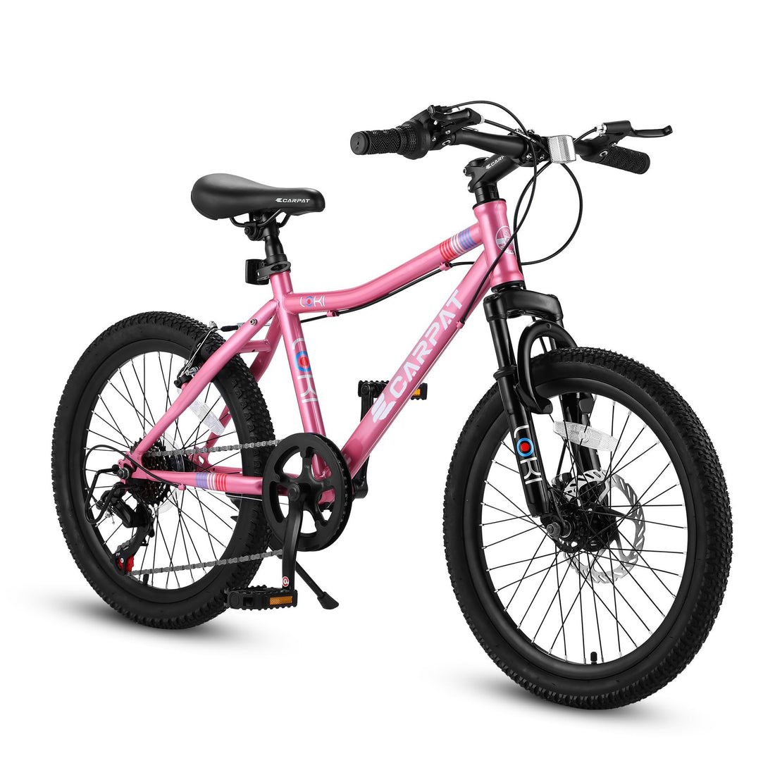 S20101 Ecarpat 20 Inch Kids Bike, Boys Girls Mountain Bike Ages 8 12, 7 Speed Teenager Children Kids' Bicycles, Front Suspension Disc U Brake, 14 Inch Height Steel Frame Pink Polyurethane Foam Carbon Steel