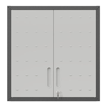 Metal Wall Mounted Tool Storage Cabinet With Locking Door And 1 Shelf 1 Opened Drawer For Garage Warehouse,Office,Assembly Required Black Gray Modern Metal