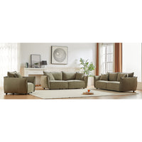 3 Seater 3 Seater 1 Seater Combo Sofa Modern Living Room Sofa, Linen Fabric Sofa, Wooden Frame With 5 Pillows, Apartment Sofa Furniture Light Green Linen Wood Primary Living Space Pine Foam Fabric 7 Seat