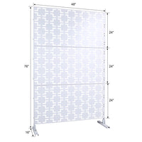 Outdoor & Indoor Privacy Screen Metal Privacy Screen 76" H 48" W, Freestanding Decorative Privacy Screen For Deck Balcony Patio, Privacy Fence Panels For Outside Lawn Garden Ps105 White White Steel