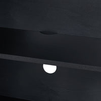 Retro 4 Door Sideboard With Distressed Finish And Adjustable Shelves For Dining Room, Kitchen, And Living Room Black Black Mdf,Rubber Wood