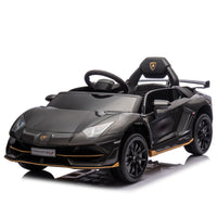 12V Kids Ride On Car W Parents Remote Control,Licensed Lamborghini Aventador Xago,Hydraulic Pressure Door,Slow Start,Early Education,Bluetooth,Adjustable Volume,Mp3,Usb,Led Lights For Kids Aged 3 8. Black 50 99 Lbs Polypropylene