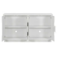 Vintage Distressed 4 Door Sideboard With Adjustable Shelves And Geometric Pattern For Dining Room, Kitchen And Living Room Antique White Antique White Solid Wood Mdf