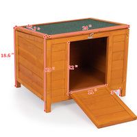 Small Wood Rabbit Hutch Bunny Cage, Raised Cat House With Ladder For Small Animals Orange Wood