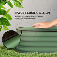 Outsunny 6.5' X 2' X 1.4' Galvanized Raised Garden Bed Kit, Outdoor Metal Elevated Planter Box With Safety Edging, Easy Diy Stock Tank For Growing Flowers, Herbs & Vegetables, Green Green Steel