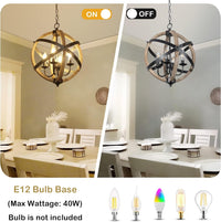 Farmhouse Chandelier Light Fixtures 4 Light Dining Room Light Fixtures Height Adjustable Rustic Wood Light Fixtures Ceiling Hanging For Kitchen, Living Room, Hallway, Bedroom, Foyer Entryway Wood Wood Metal