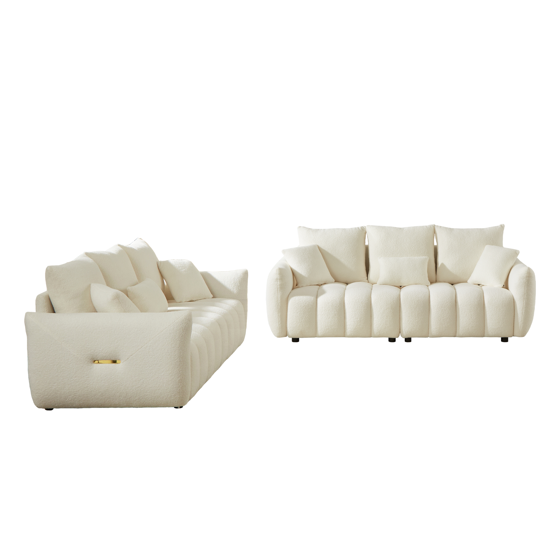 3 Seater 3 Seater Combo Sofa Modern Living Room Sofa, Teddy Sofa, Wooden Frame, 6 Cushions, Apartment Sofa Furniture Beige Wood Primary Living Space Pine Foam Fabric 6 Seat