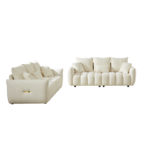 3 Seater 3 Seater Combo Sofa Modern Living Room Sofa, Teddy Sofa, Wooden Frame, 6 Cushions, Apartment Sofa Furniture Beige Wood Primary Living Space Pine Foam Fabric 6 Seat