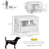 Pawhut Dog Crate End Table With Triple Doors, Wooden Dog Crate Furniture Indoor Use, Puppy Crate With And Steel Tubes, For Small Dogs, White White Mdf