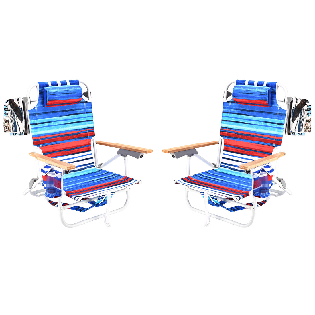 2Pcs Backpack Beach Chairs For Adults Beach Towel Backpack Beach Chairs For Adults 5 Position Chair With Pouch Folding Lightweight Positions Back Pack 13 Inch High Colorful Aluminum