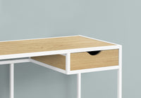 Computer Desk, Home Office, Laptop, Storage Drawer, 42"L, Work, Natural Laminate, White Metal, Contemporary, Modern Natural Mdf