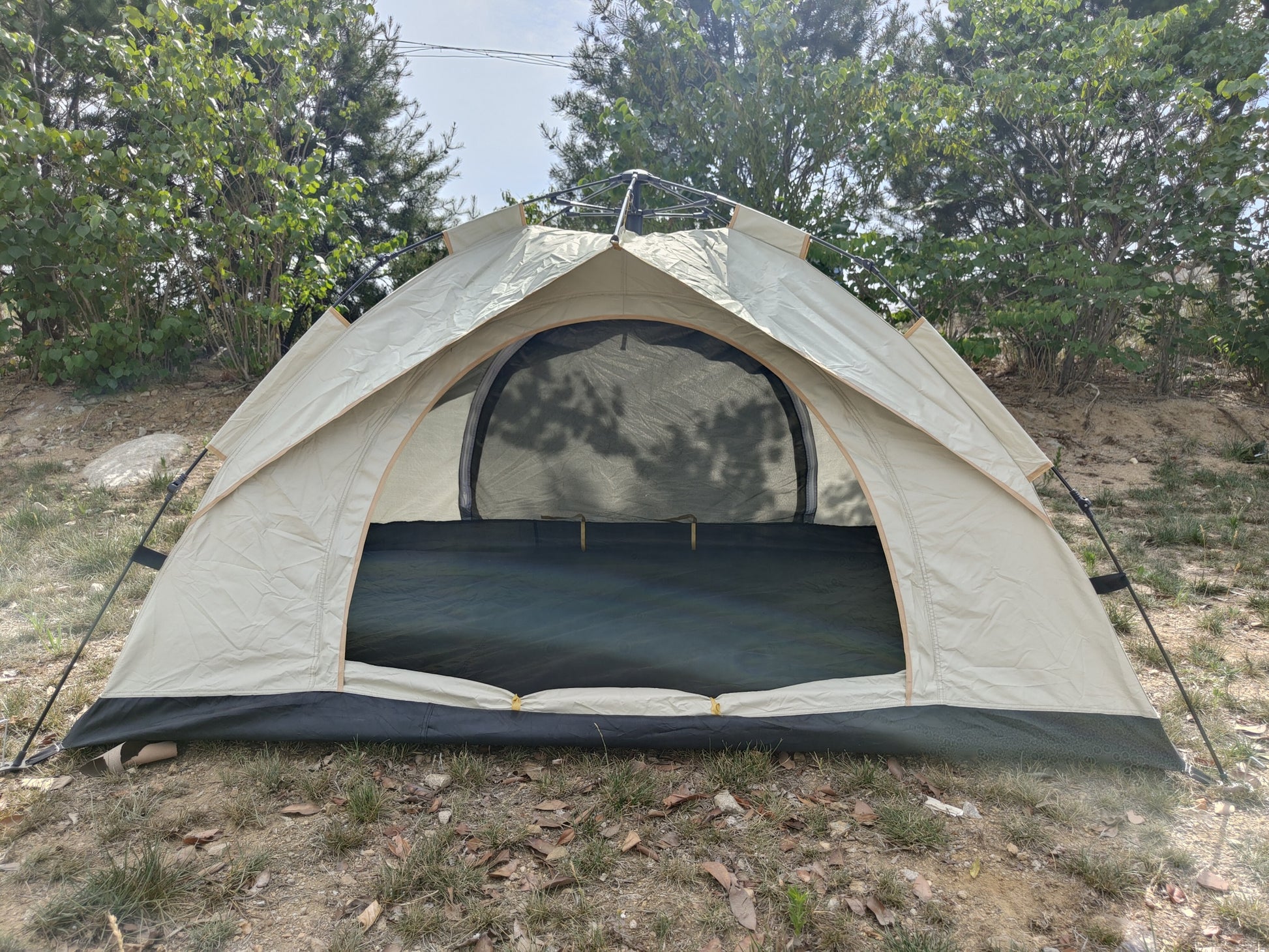 Camping Dome Tent Is Suitable For 2 3 People, Waterproof, Spacious, Portable Backpack Tent, Suitable For Outdoor Camping Hiking Ivory Casual Oxford Fabric