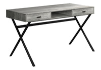 Computer Desk, Home Office, Laptop, Storage Drawers, 48"L, Work, Grey Laminate, Black Metal, Contemporary, Modern Grey Particle Board