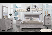 Rover Grey Queen Bed Gray Solid Wood Mdf