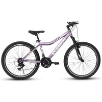 A26208 Ecarpat 26 Inch Mountain Bike, 21 Speed V Brake, Front Suspension, Carbon Steel Frame Mountain Bike For Teenagers Girls Women Bicycles Cycling Purple Durable Garden & Outdoor Polyurethane Foam Steel