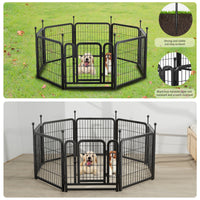Dog Playpen 8 Panels 24" Height Heavy Duty Dog Fence Puppy Pen For Large Medium Small Dogs Indoor Outdoor Foldable Pet Exercise Pen Black Iron