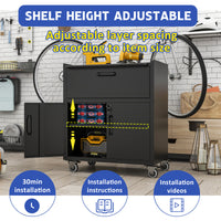 Sturdy And Durable Metal Tool Cabinet For Garage With Wheels Mobile Heavy Duty Storage Cabinet With 1 Drawer And 2 Locking Doors, Rolling Tool Storage Cabinet, Black And Gray Black Gray Steel