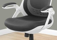 Office Chair, Adjustable Height, Swivel, Ergonomic, Armrests, Computer Desk, Work, Grey Mesh, Chrome Metal, Contemporary, Modern White Foam Polyester