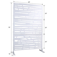 Outdoor & Indoor Privacy Screen Metal Privacy Screen 76" H 48" W, Freestanding Decorative Privacy Screen For Deck Balcony Patio, Privacy Fence Panels For Outside Lawn Garden Ps109 White White Steel