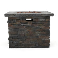 35" Square Mgo Fire Pit 40000 Btu. Stone Gray Magnesium Oxide