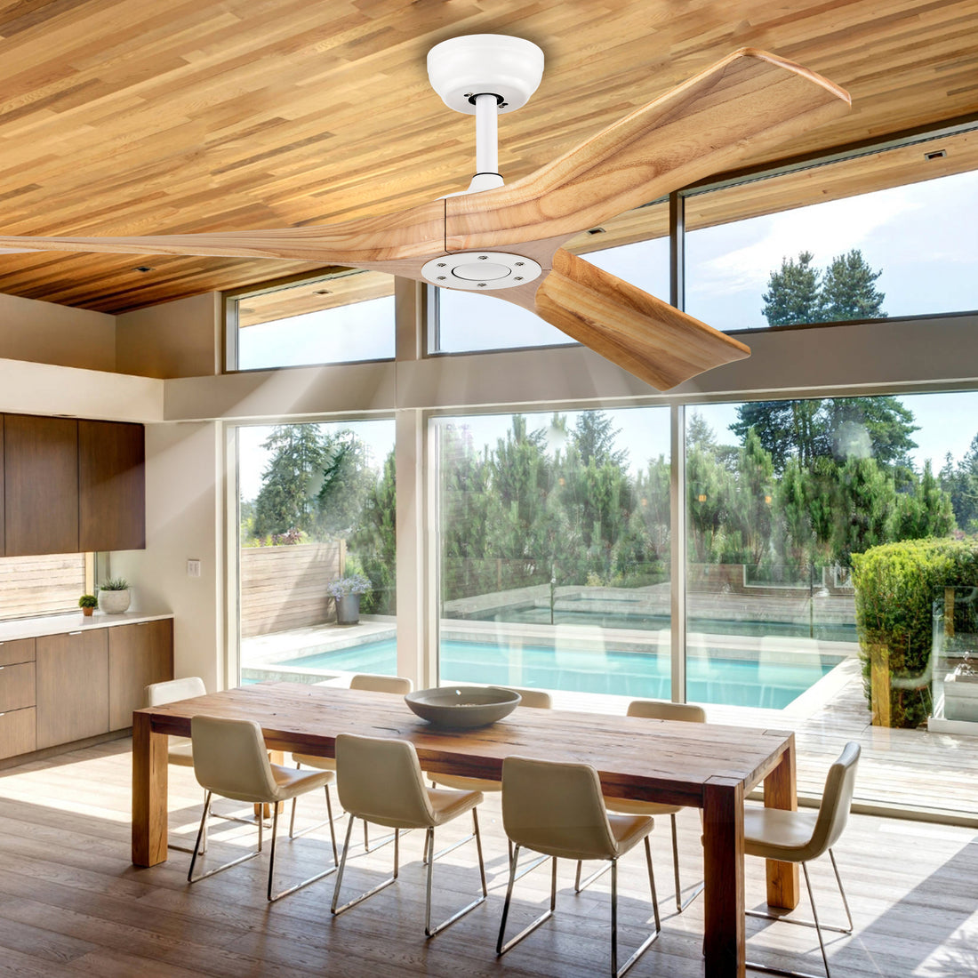 52" Ceiling Fan With Remote Control No Lights,Modern Reversible Dc Motor Indoor 3 Blades Ceiling Fans For Patio Bedroom Living Room Matte White Matte White American Design,Classic,Vintage Wood Metal