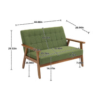 Coolmore Mid Century Modern Solid Loveseat Sofa Upholstered Linen Loveseat, 2 Seat Upholstered Loveseat Sofa Modern Couch Green Linen 2 Seat