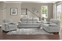 Modern Living Room 3Pc Sofa Set Plush Comfortable Sofa Loveseat Chair Gray Textured Fabric Channel Tufting Solid Wood Frame Furniture Gray Polyester Wood Primary Living Space Contemporary Pillow Top Arms Solid Wood 6 Seat