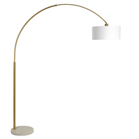 Ambient Arch Gold Brass Floor Lamp With Large Linen Shade Gold,White Table&Floor Lamps Brass,Linen