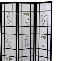 70" Tall 4 Panel Screen Room Divider "Shoji", Black Black Wood