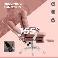 Vinsetto Executive Massage Office Chair With 6 Vibration Points, Microfiber Computer Desk Chair, Heated Reclining Chair With Footrest, Armrest, Double Padding, Pink Pink Polyester