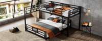 L Shaped Metal Twin Over Full Size Bunk Bed, Black Box Spring Not Required Black Metal Metal